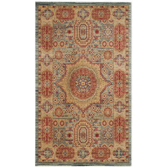 SAFAVIEH Mahal Rosalynne Bordered Area Rug, Navy/Red, 2'2" x 4'