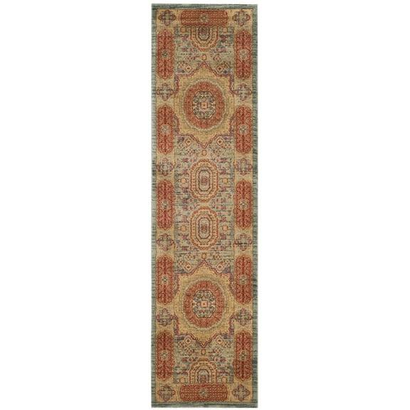 SAFAVIEH Mahal Rosalynne Bordered Runner Rug, Navy/Red, 2'2" x 6'