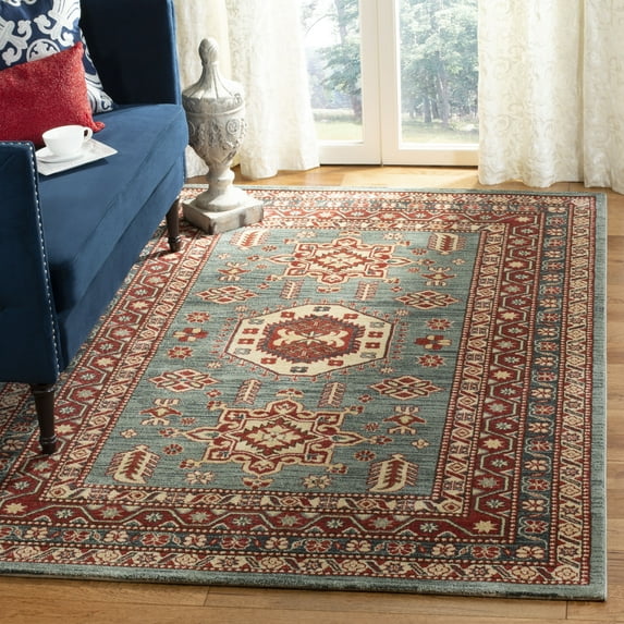 SAFAVIEH Mahal Samson Geometric Area Rug, Turquoise/Cream, 4' x 5'7"