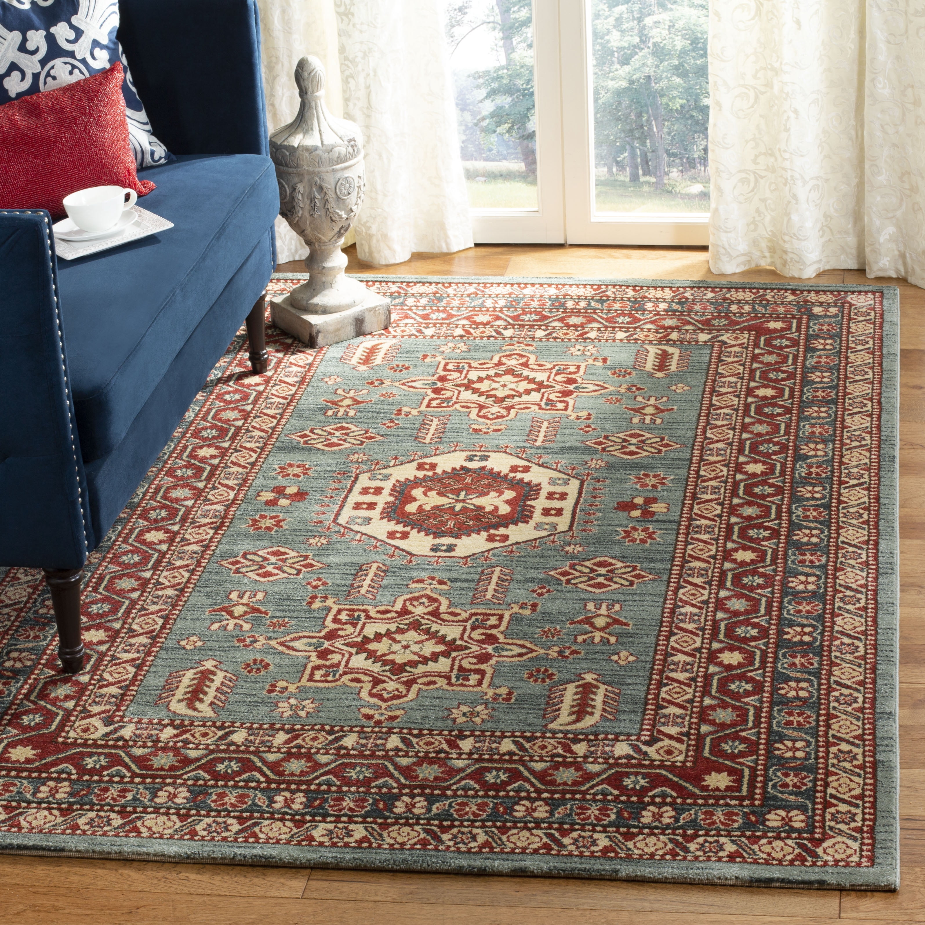 Samson Rug SAFAVIEH Mahal Samson Geometric Area Rug, Turquoise/Cream, 5'1