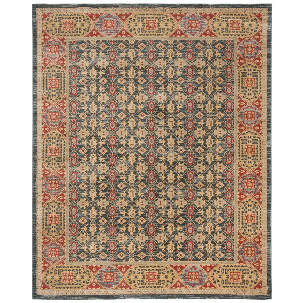 Elegant Round Red Synthetic Easy-Care Area Rug