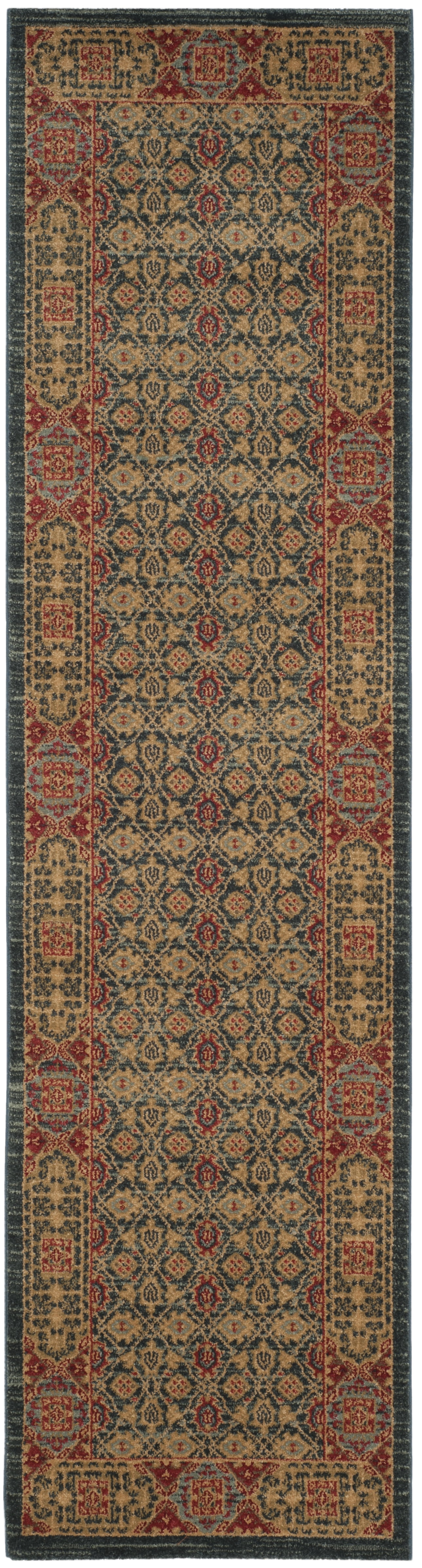 Traditional Red and Blue Synthetic Runner Rug, 2'2" x 6'