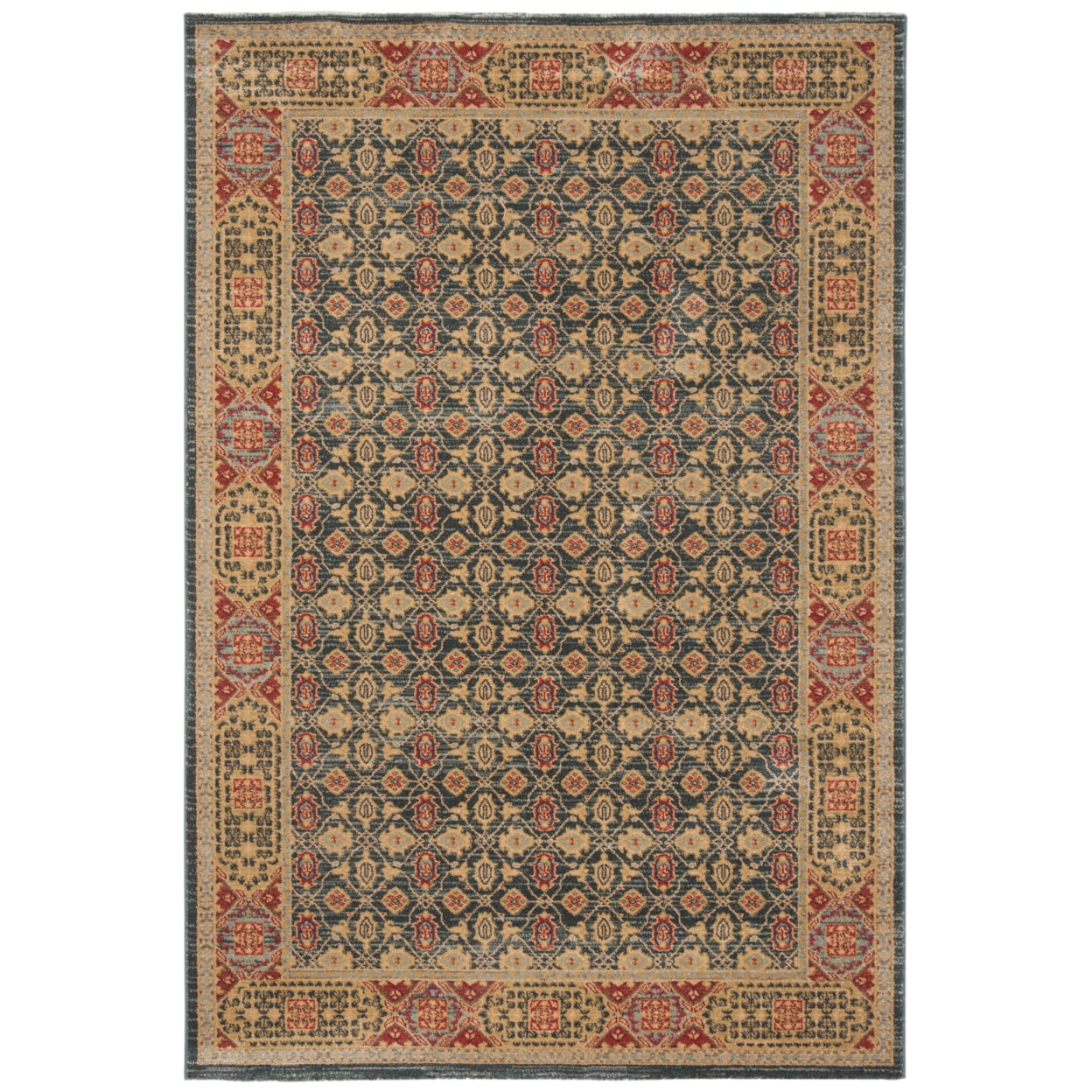Elegant Round Red Synthetic Easy-Care Area Rug