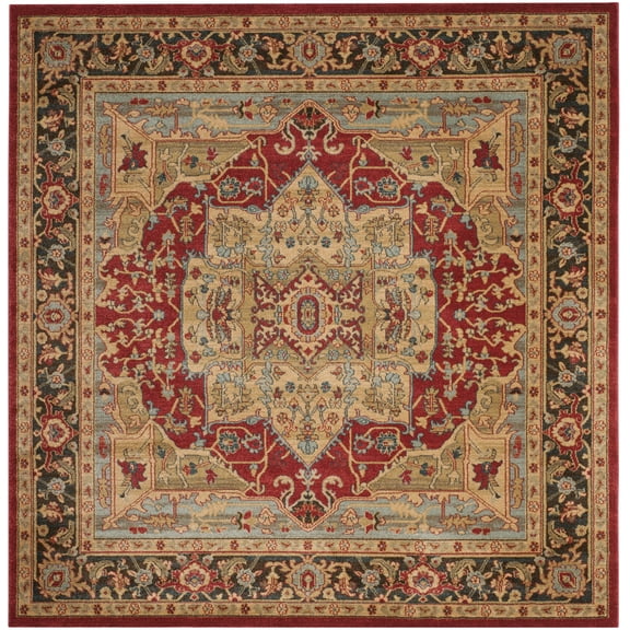 SAFAVIEH Mahal Trecia Oriental Area Rug, Natural/Navy, 3' x 3' Square