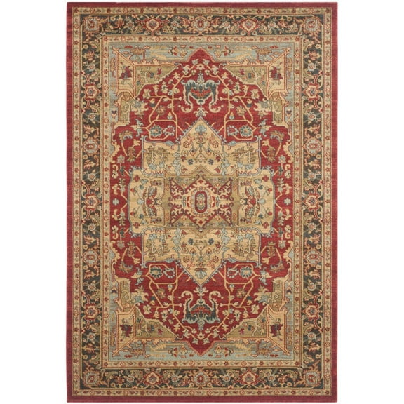 SAFAVIEH Mahal Trecia Oriental Area Rug, Natural/Navy, 5'1" x 7'7"