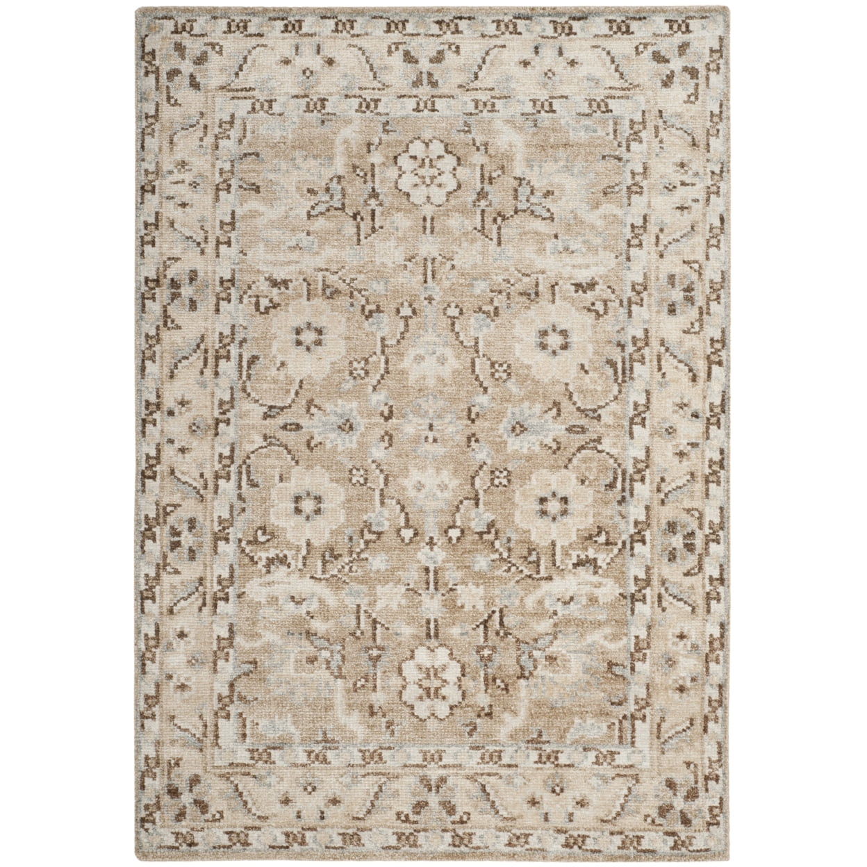 Elysian Ivory Wool and Viscose 4' x 6' Hand-Knotted Rug