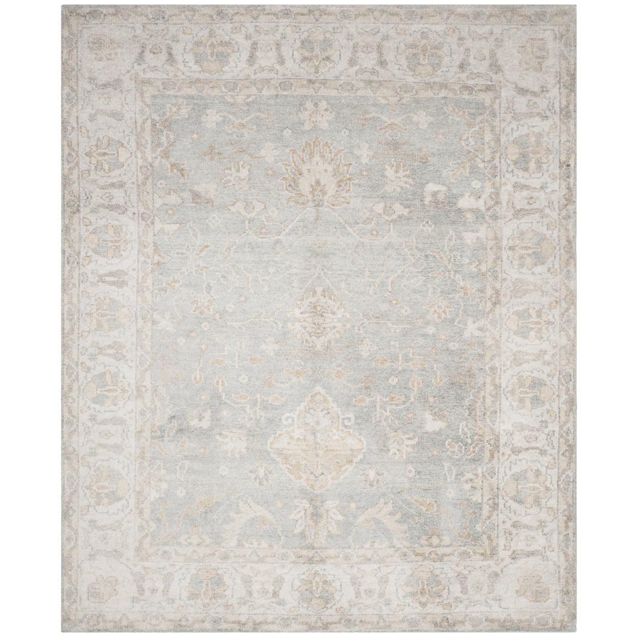 Hand-Knotted Artisan Light Blue Wool 4' x 6' Rectangular Rug