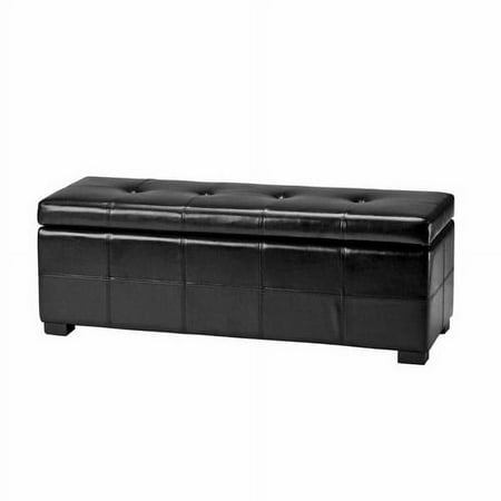 SAFAVIEH Maiden Large Rustic Flip Top Tufted Storage Bench, Black