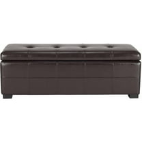 SAFAVIEH Maiden Large Rustic Flip Top Tufted Storage Bench, Brown