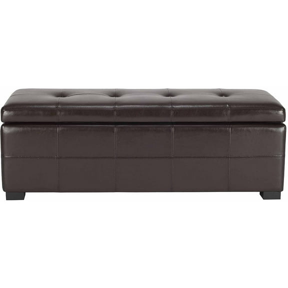 SAFAVIEH Maiden Large Rustic Flip Top Tufted Storage Bench, Brown