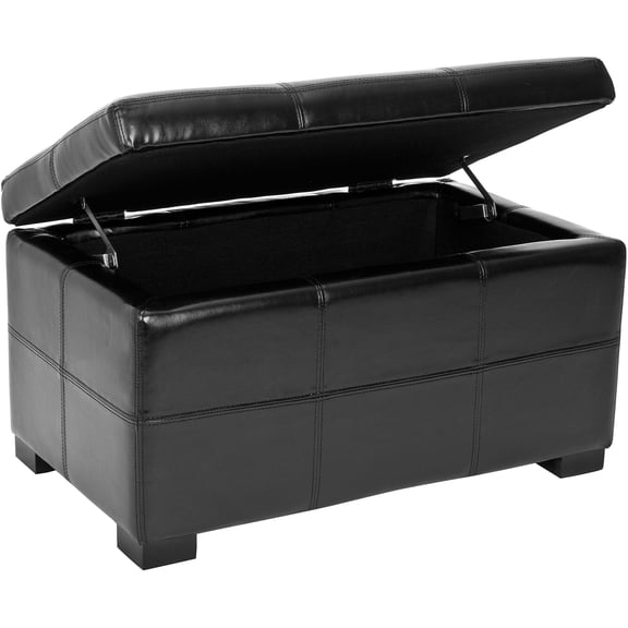 SAFAVIEH Maiden Small Rustic Flip Top Tufted Storage Bench, Black