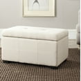 thumbnail image 1 of SAFAVIEH Maiden Small Rustic Flip Top Tufted Storage Bench, Taupe, 1 of 5