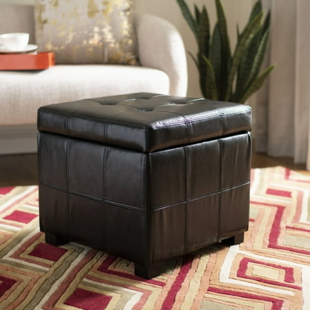 SAFAVIEH Maiden Square Tufted Ottoman Black