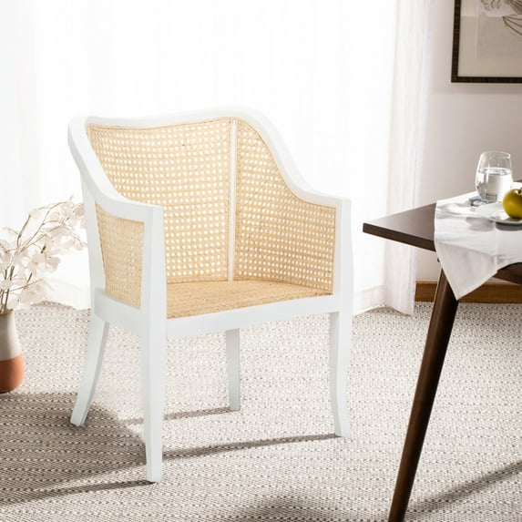 SAFAVIEH Maika Nautical Solid Dining Chair, White/Natural