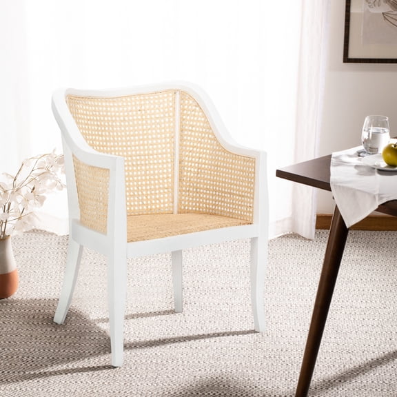 SAFAVIEH Maika Nautical Solid Dining Chair, White/Natural