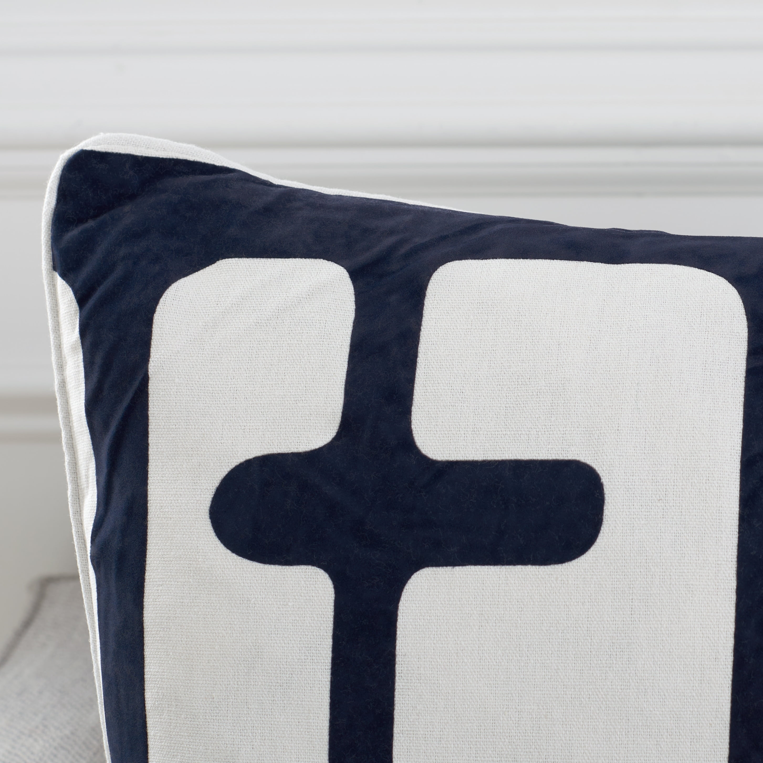 Navy and Beige Abstract Geometric 21" Square Throw Pillow Set