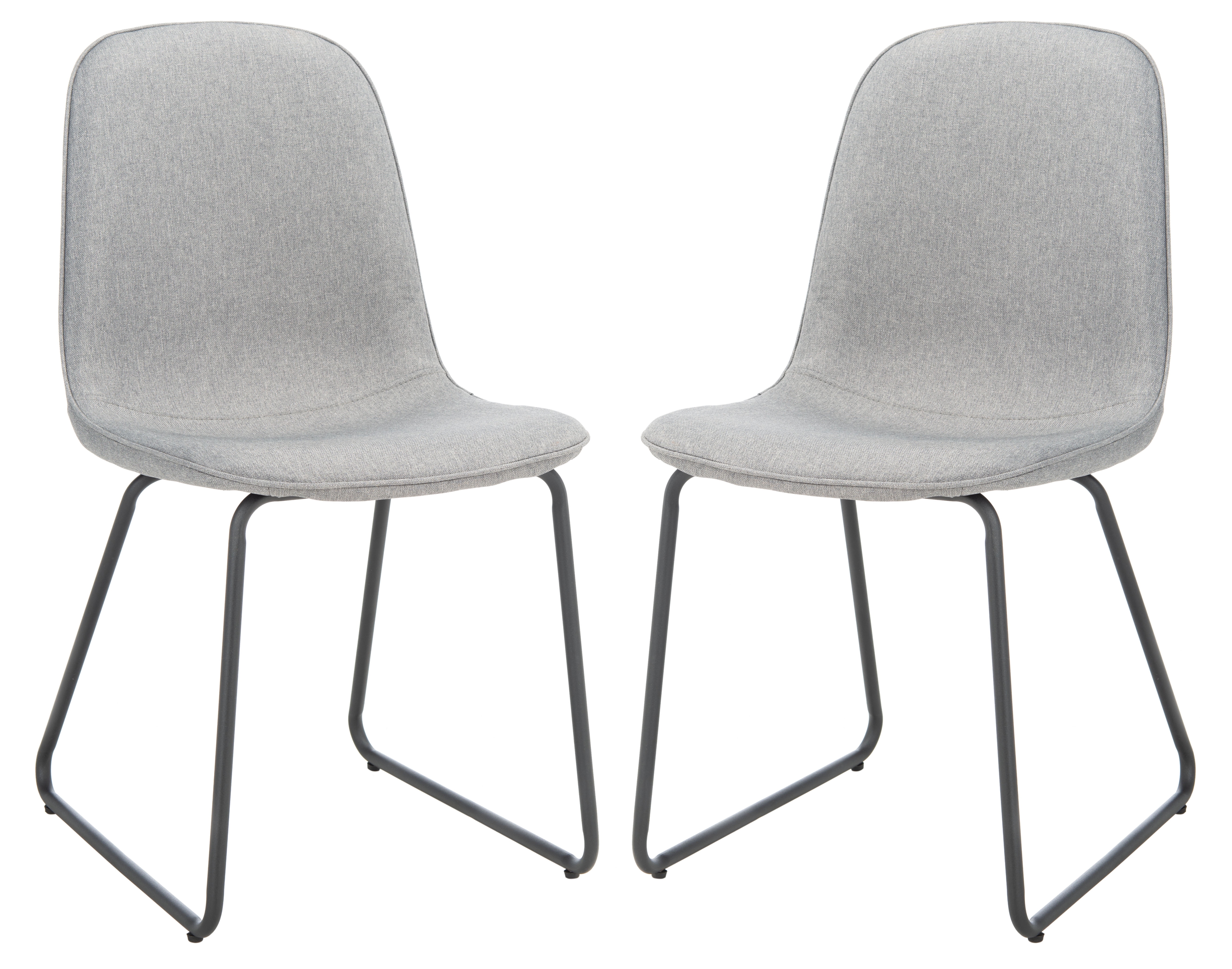 Makalu Grey Upholstered Dining Chair Set with Black Legs