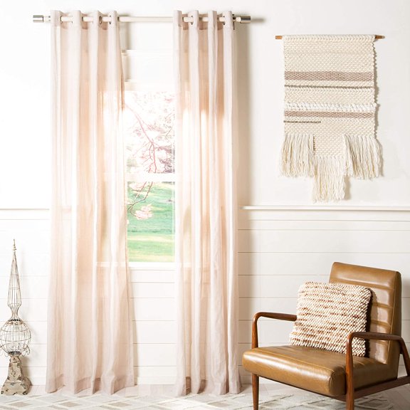 SAFAVIEH Makena Grommet Curtain Window Panel, 52" x 84", Sand