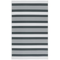 SAFAVIEH Malibu Barry Striped Polyester Machine Washable Area Rug, Dark Green/Gray, 8' x 10'