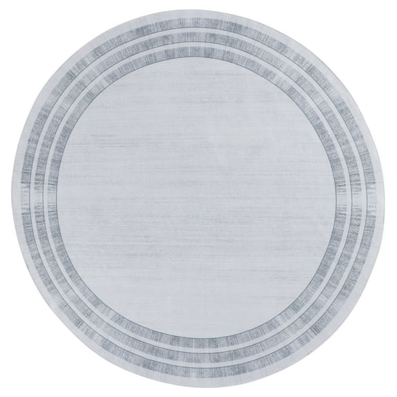 SAFAVIEH Malibu Chauncey Bordered Polyester Area Rug, Light Gray/Gray, 6' x 6' Round