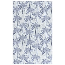 SAFAVIEH Malibu Crispin Leaves Polyester Area Rug, Ivory/Navy, 8' x 10'
