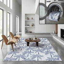 SAFAVIEH Malibu Crispin Leaves Polyester Area Rug, Ivory/Navy, 8' x 10'