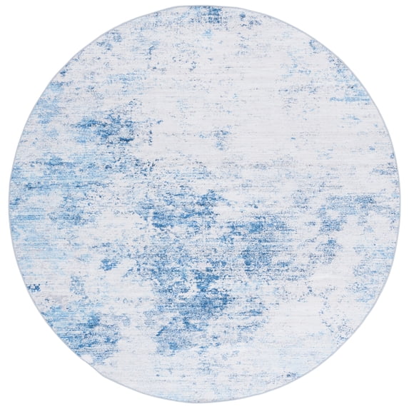 SAFAVIEH Malibu Dalia Distressed Polyester Area Rug, Beige/Turquoise, 6' x 6' Round