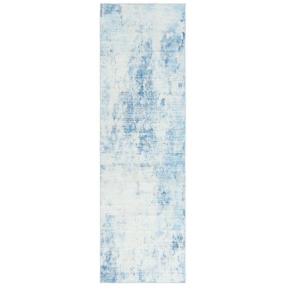 SAFAVIEH Malibu Dalia Distressed Polyester Runner Rug, Beige/Turquoise, 2'6" x 8'