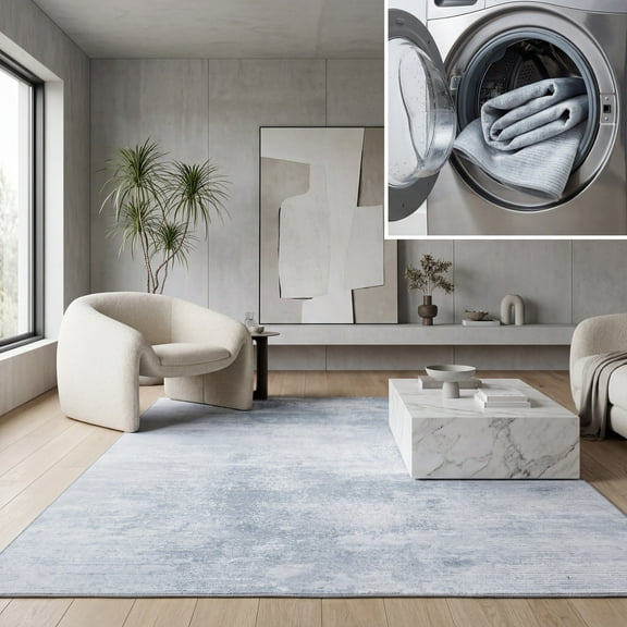 SAFAVIEH Malibu Dorian Abstract Machine Washable Area Rug, Grey, 8' x 10'