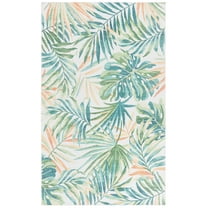 SAFAVIEH Malibu Faris Botanical Polyester Machine Washable Area Rug, Ivory/Green, 8' x 10'