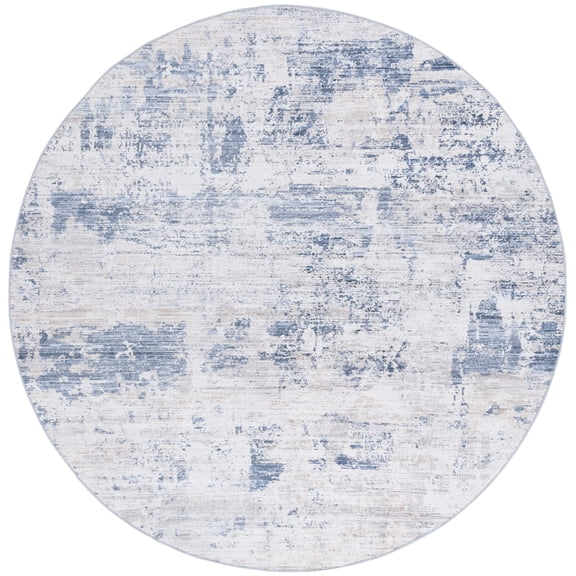SAFAVIEH Malibu Fredrick Distressed Polyester Area Rug, Beige/Blue, 6' x 6' Round