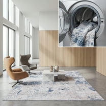 SAFAVIEH Malibu Fredrick Distressed Polyester Area Rug, Beige/Blue, 8' x 10'