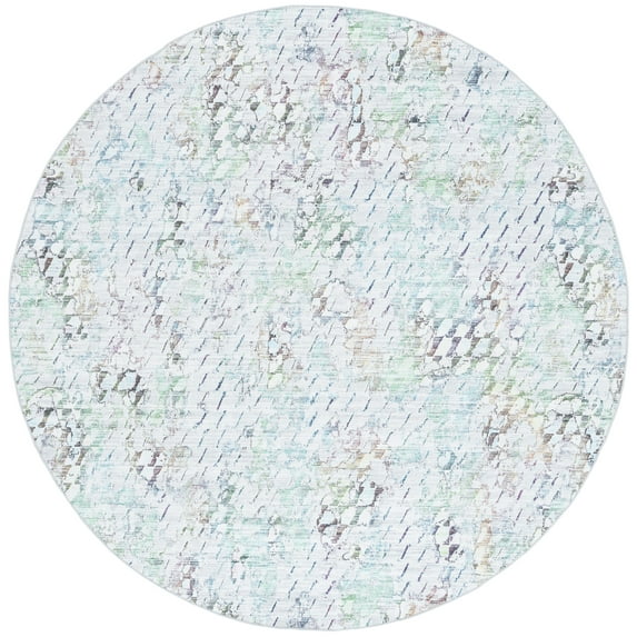 SAFAVIEH Malibu Hyacinth Distressed Polyester Machine Washable Area Rug, Grey/Green, 6' x 6' Round