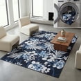 thumbnail image 1 of SAFAVIEH Malibu Keiran Leaves Polyester Area Rug, Black/Blue, 8' x 10', 1 of 12