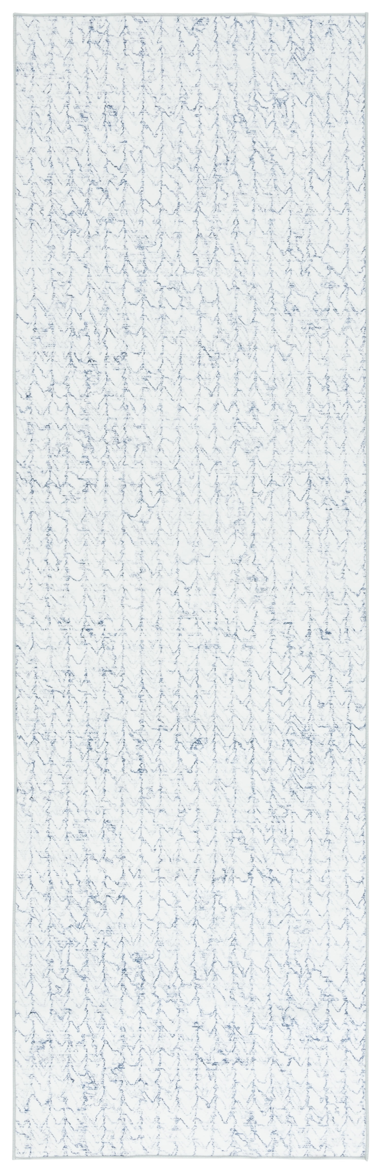 SAFAVIEH Malibu Lorraine Distressed Polyester Machine Washable Runner Rug, Grey/Blue, 2'6" x 8'