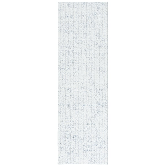 SAFAVIEH Malibu Lorraine Distressed Polyester Machine Washable Runner Rug, Grey/Blue, 2'6" x 8'