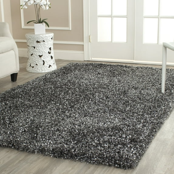 SAFAVIEH Malibu Marina Confetti Polyester Shag Area Rug, Charcoal, 10' x 14'