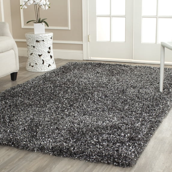 SAFAVIEH Malibu Marina Confetti Polyester Shag Area Rug, Charcoal, 3'6" x 5'6"