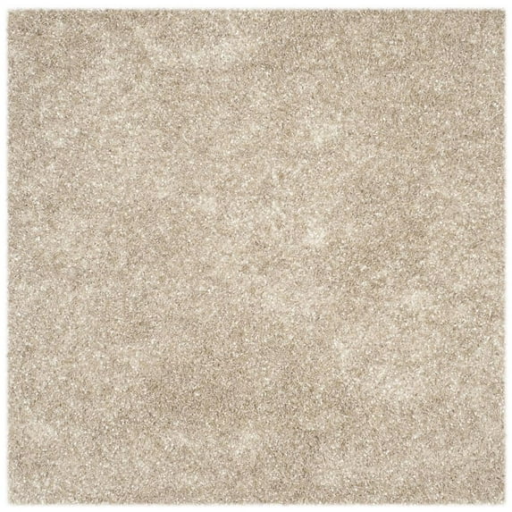 SAFAVIEH Malibu Marina Confetti Polyester Shag Area Rug, Natural, 5' x 5' Square