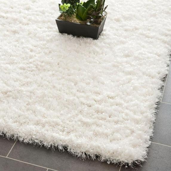 SAFAVIEH Malibu Marina Confetti Polyester Shag Area Rug, White, 3'6" x 5'6"
