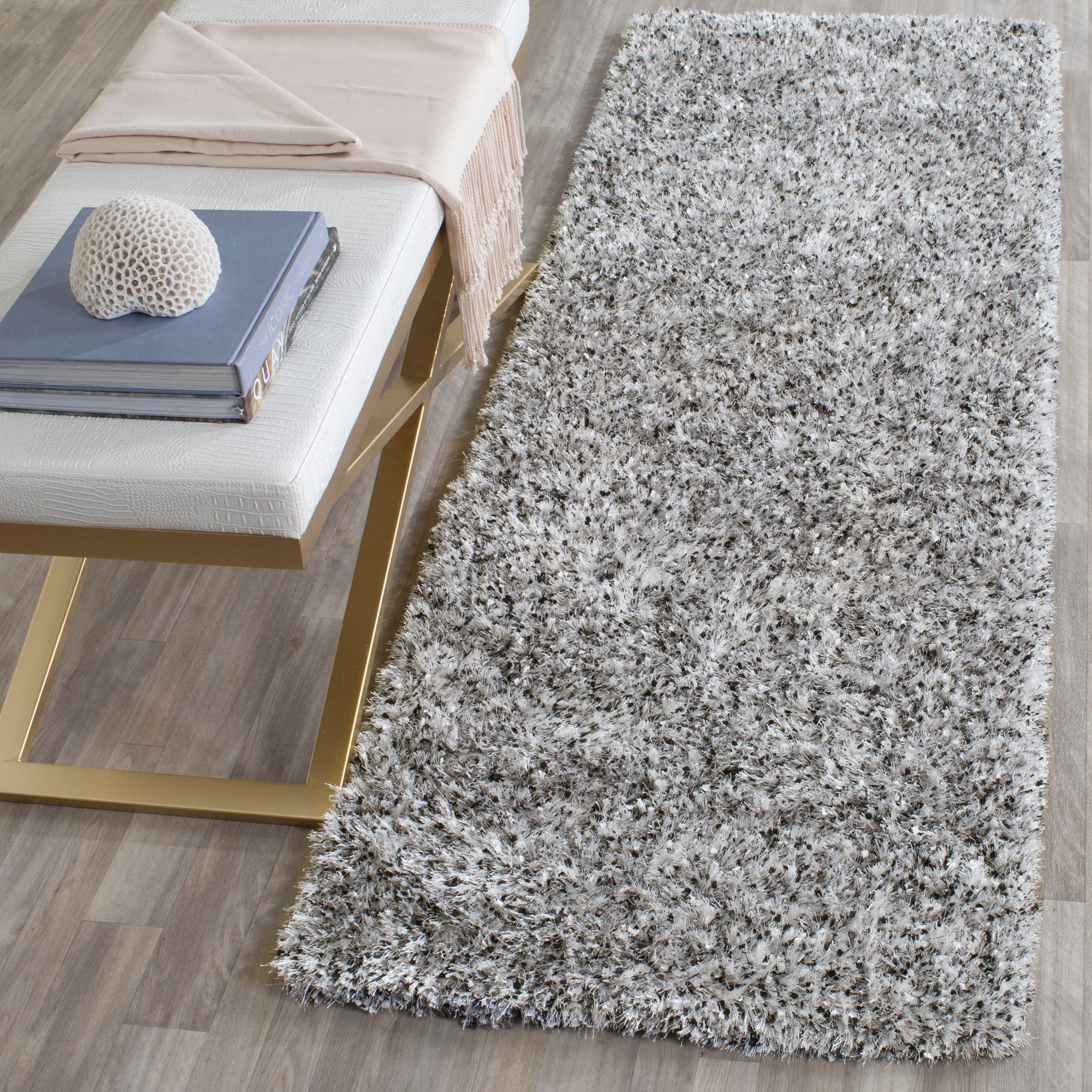 Confetti Colored Shag Rug SAFAVIEH Malibu Marina Confetti Polyester Shag Runner Rug, Silver, 2'3 ...