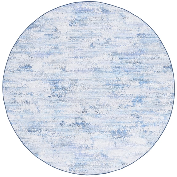SAFAVIEH Malibu Myrtle Distressed Polyester Machine Washable Area Rug, Grey/Blue, 6' x 6' Round