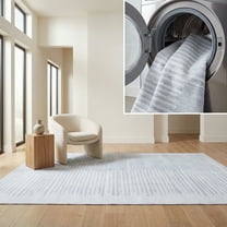 SAFAVIEH Malibu Sabella Distressed Polyester Machine Washable Area Rug, Light Gray/Gray, 8' x 10'