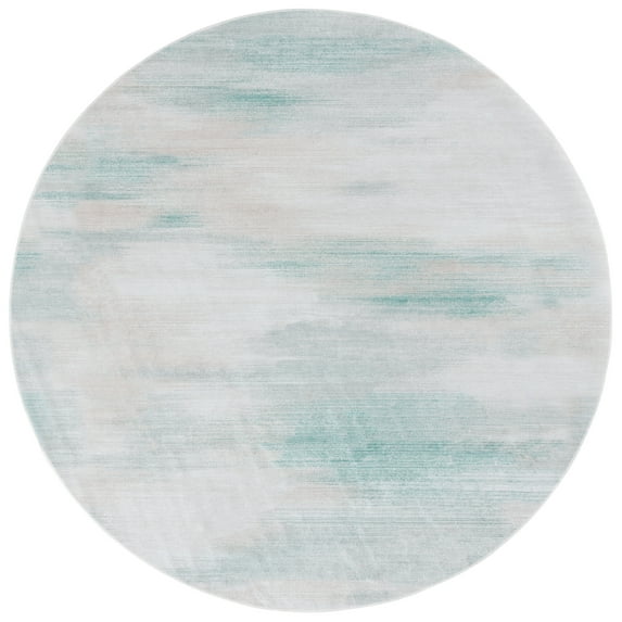 SAFAVIEH Malibu Zlata Abstract Machine Washable Area Rug, Ivory/Green, 6' x 6' Round