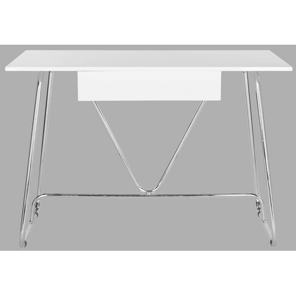 SAFAVIEH Malloy Modern Glam Lacquer Rectangle Writing Desk, White (43.3 in. W x 27.5 in. D x 29.5 in. H)