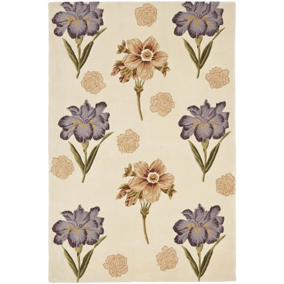 SAFAVIEH Mandarin Sylvester Floral Wool Area Rug, Ivory, 4' x 6'