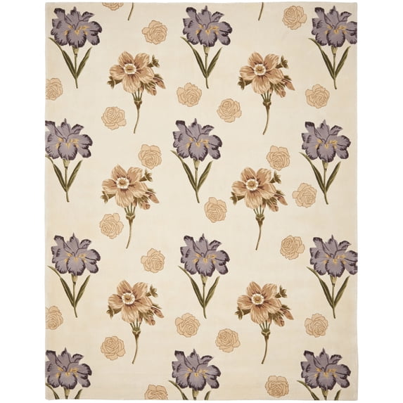 SAFAVIEH Mandarin Sylvester Floral Wool Area Rug, Ivory, 9' x 12'