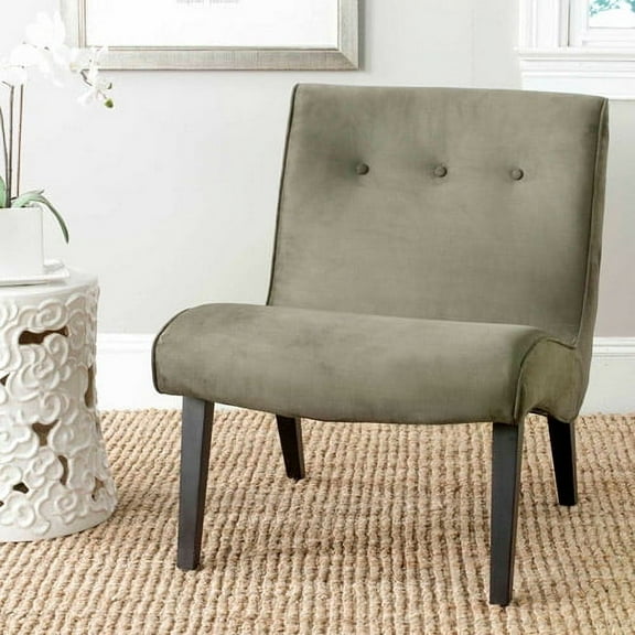 SAFAVIEH Mandell Transitional Glam Tufted Chair W/ Buttons, Forest Green