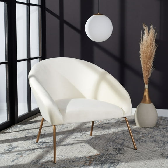 SAFAVIEH Mandi Modern Glam Velvet Accent Club Chair, Cream