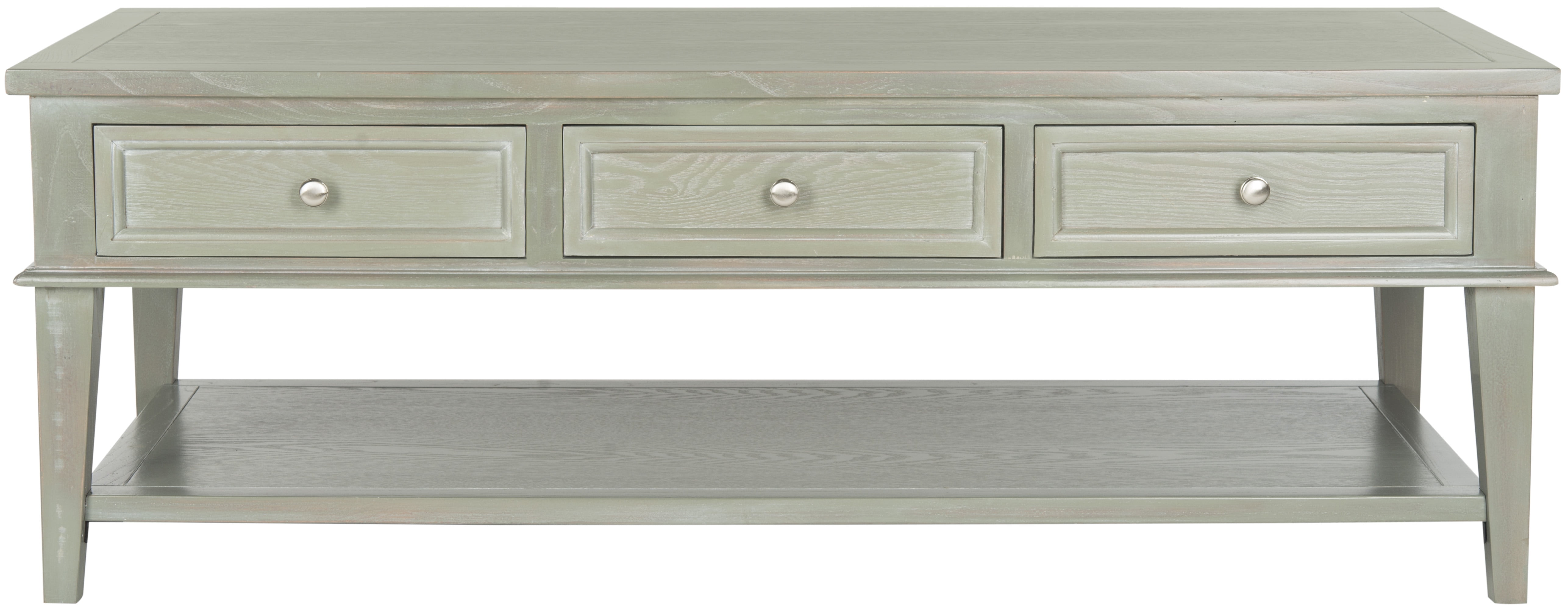 Transitional Ash Grey Rectangular Coffee Table with Storage